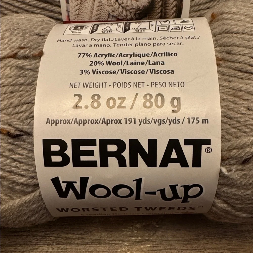 BERNAT WOOL-UP WORSTED YARN, CARAMEL TWEED - (Set of 9 Skeins) - NWT - Picture 6 of 7
